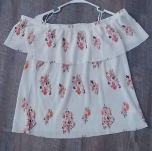 White flowered shoulder shirt plus shipping.